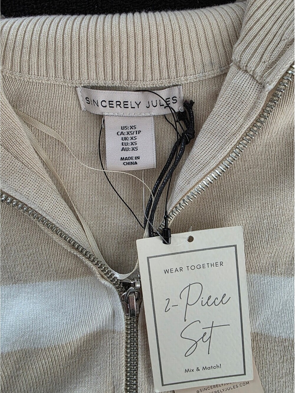 Sincerely Jules striped quarter zip sweater size XS new with tags - Picture 4 of 6